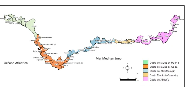 Figura IV.1: Municipios del litoral de Andalucía 