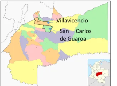 Figura 6.1. Municipios de Villavicencio y San Carlos de Guaroa  Fuente: Darío Ortega, Turismo Villavicencio 2019