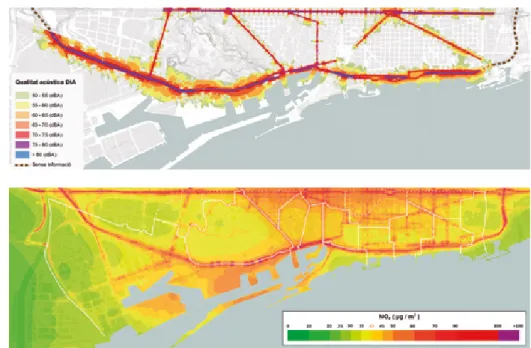 Mapa de la qualitat   acústica al litoral de  Barcelona