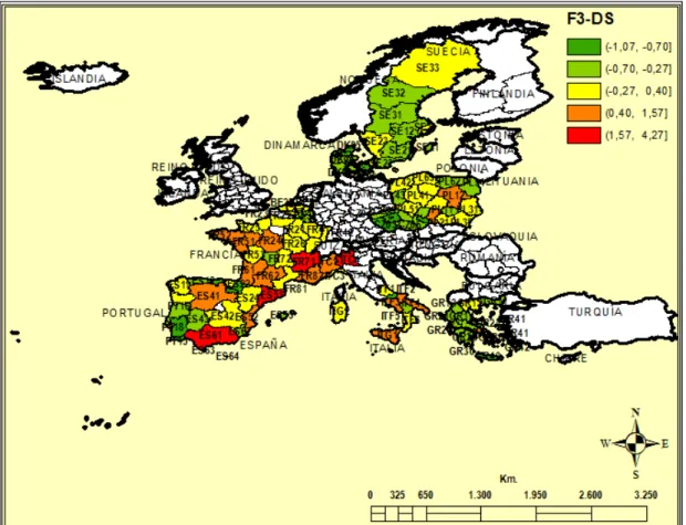 Mapa 6. Regiones según el factor F3-DS. 