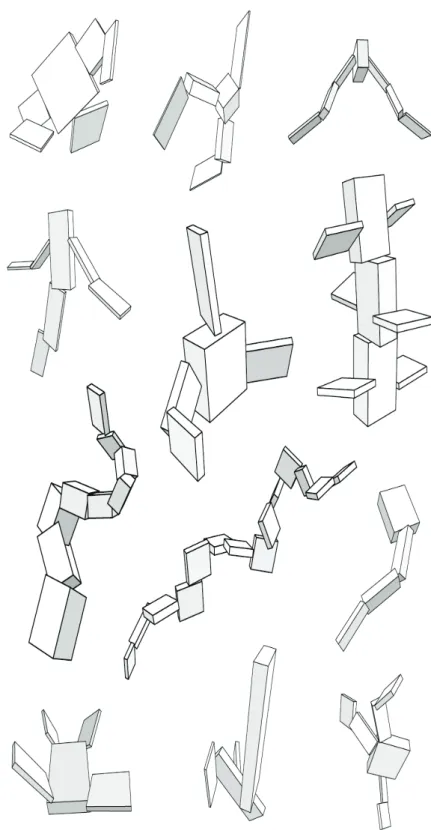 Figura 4: Criaturas artificiales de Karl Sims. Múltiples  morfologías y esquemas de locomoción han evolucionado 