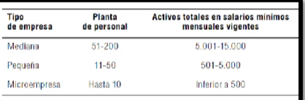 Tabla 1. Clasificación de empresas 