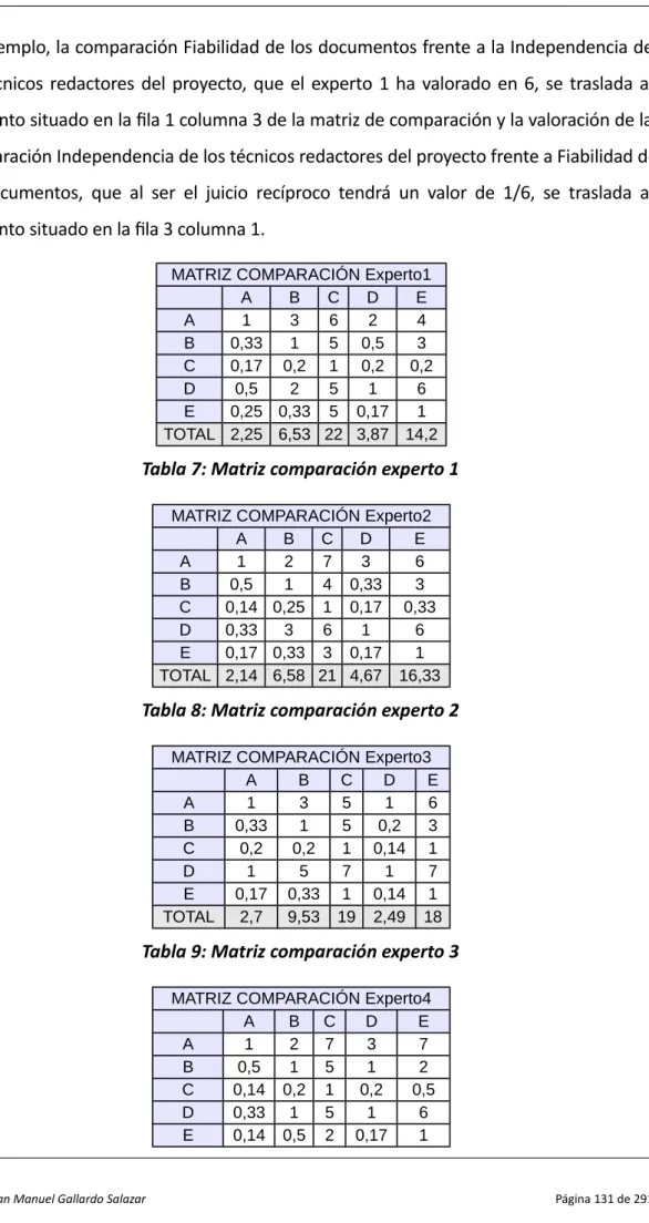 Tabla	  7:	  Matriz	  comparación	  experto	  1