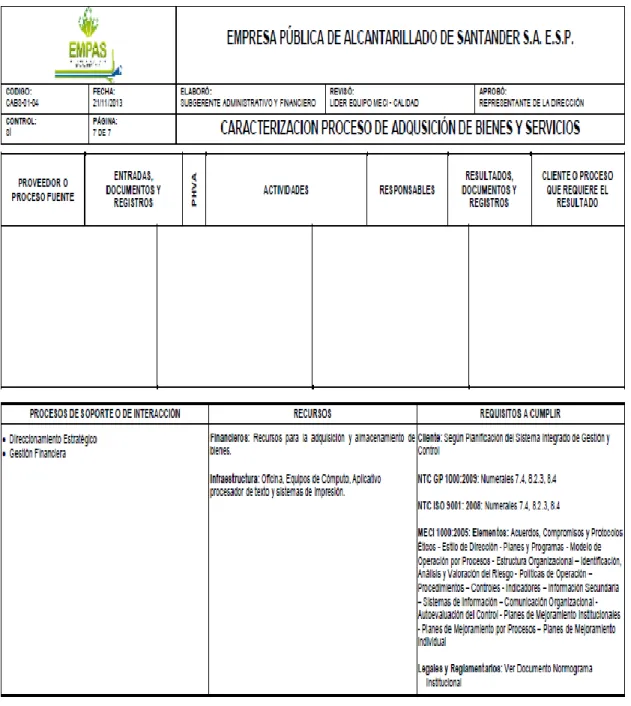 Figura 3. Caracterizaciones de procesos 
