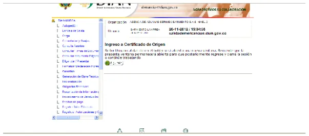 Figura 5. Ingreso registro certificado de Origen. 