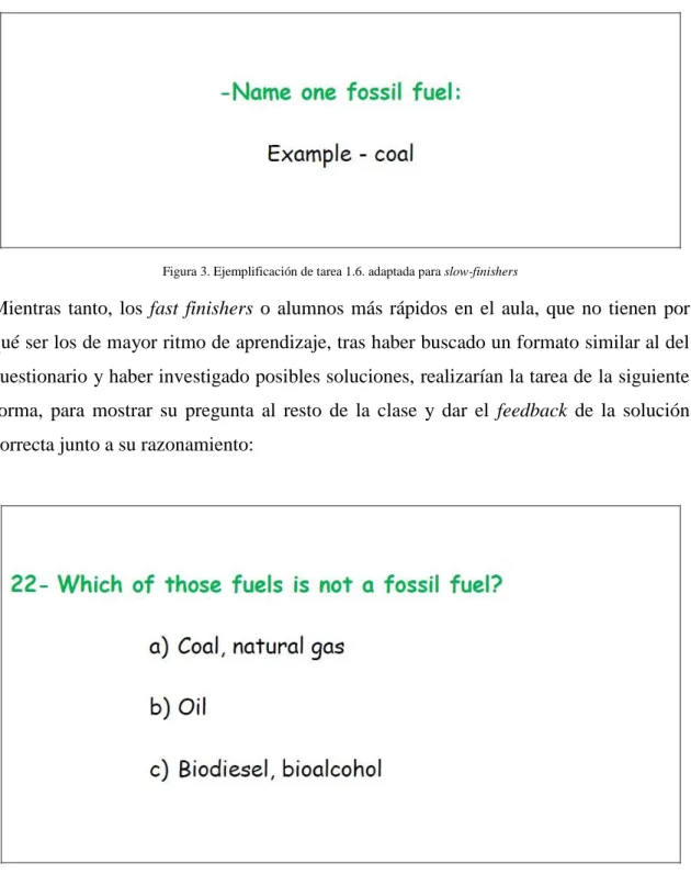 Figura 3. Ejemplificación de tarea 1.6. adaptada para slow-finishers  
