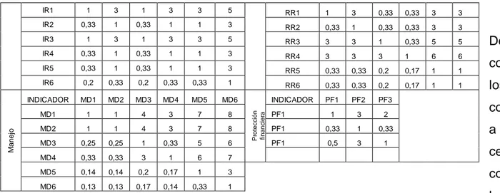 Tabla 7. Razón de Consistencia 