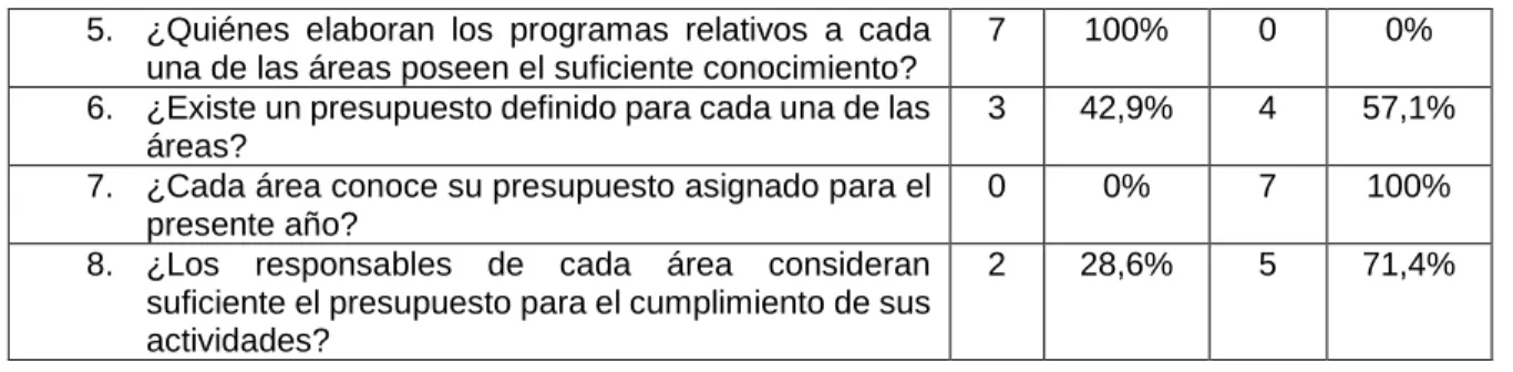 Cuadro 10. Análisis lista de verificación -  Áreas (Continuación)  5.  ¿Quiénes  elaboran  los  programas  relativos  a  cada 