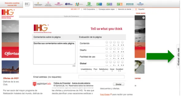 Ilustración 8: Evaluar el sitio web IHG 