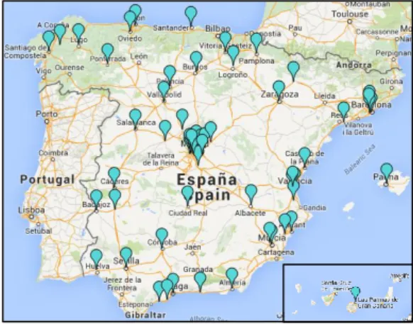 Mapa 2. Ciudades que forman la RECI 