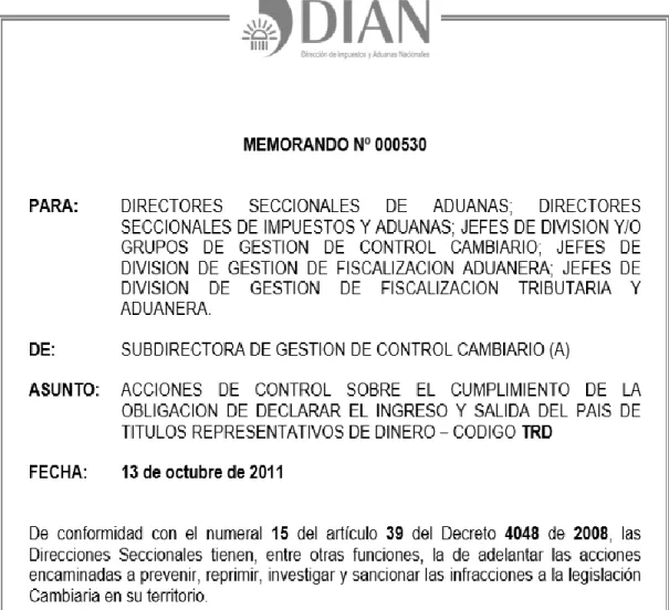 Figura 5: Memorando programa TRD -DIAN   Adaptado de: www.dian.gov.co 