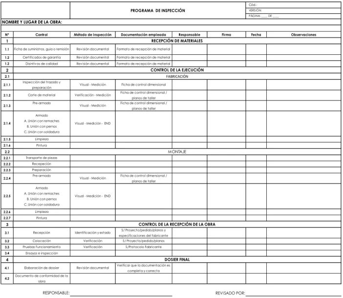 Figura 12. Programa de inspección 