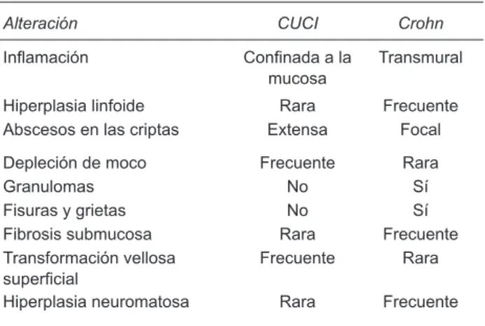 Cuadro 4. Características microscópicas diferenciales entre CUCI  y EC