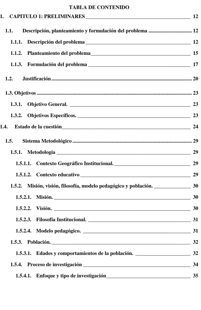 TABLA DE CONTENIDO 