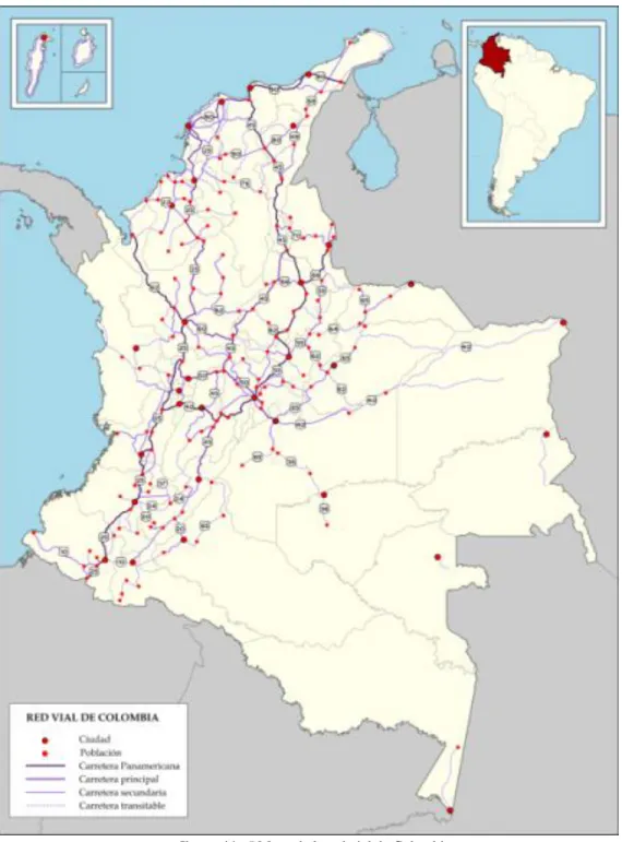 Ilustración 5.Mapa de la red vial de Colombia. 