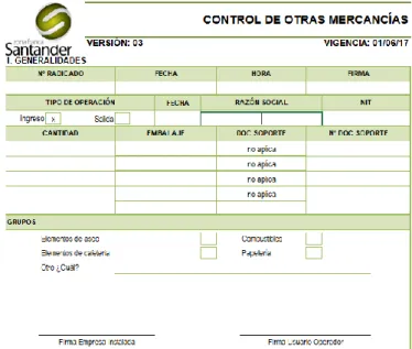 Figura 11.  Formato de control de mercancías
