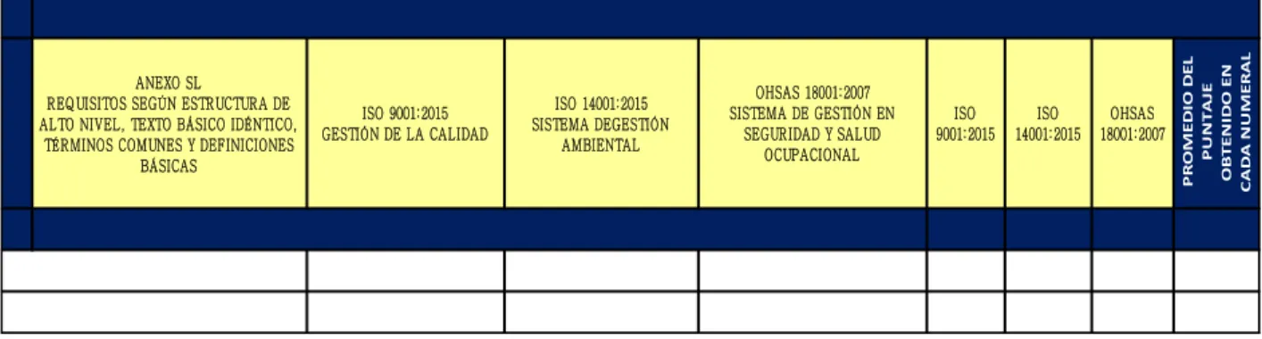 Tabla 4. Matriz Relacional con Calificación del Nivel de Madurez según UNE 66177:2005 