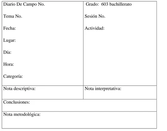 Figura 1 .Estructura del Diario de Campo  