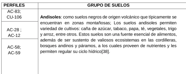 Tabla 14 Grupos de suelos. 