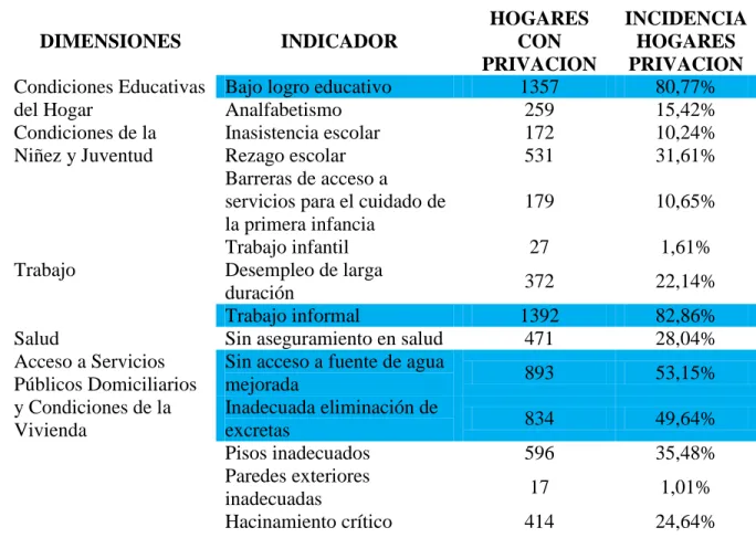 Tabla 2 Privaciones IPM 