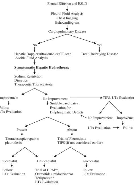 Figure 2. Proposed algorithm for the diagnosis and management of hepatic hydrothorax. Asterisk: investigational approach