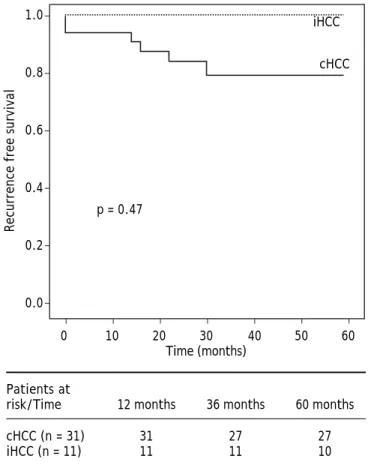 Figure 2. Kaplan Meier recurrence free survival analysis.