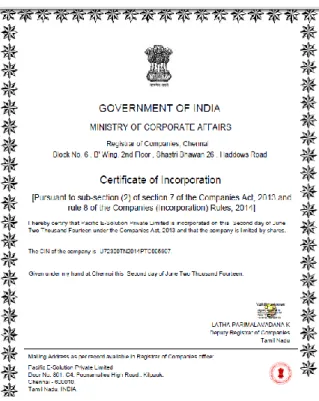 Figura 2. Pacific E-solution en India registro en cámara de comercio 