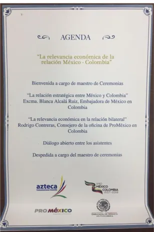 Ilustración 2. Agenda del evento “La relevancia económica de la relación México-Colombia”