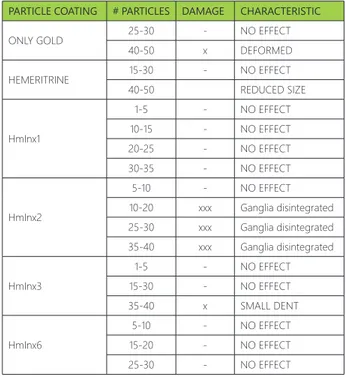 Table 1.  In  this  table  we  show  the  effects  of  the  gold  nanoparticles present in the ganglia