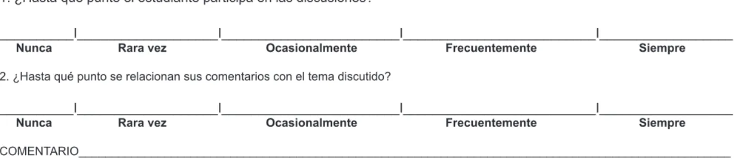 Cuadro ii. Ejemplo de escala numérica