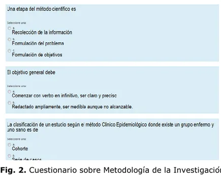 Fig. 2. Cuestionario sobre Metodología de la Investigación 