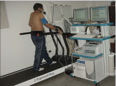 Figure 1. Infarcted patient while a cardio-respiratory stress  test (ergospirometry) was performed to him to determine  signs of myocardial ischemia and assess his heart function as 