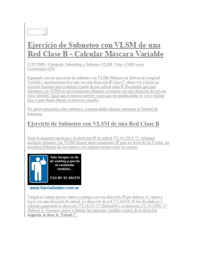 Ejercicio De Subneteo Con VLSM De Una Red Clase B