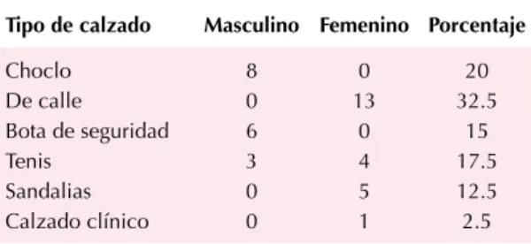 Cuadro 2.  Tipo de calzado 