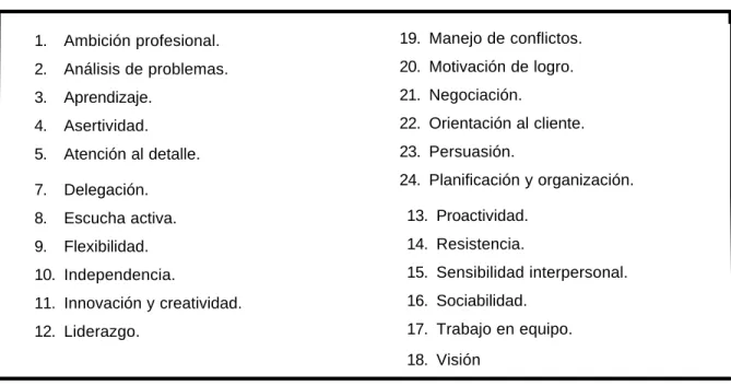 Cuadro 8: Ejemplos de Competencias consideradas en la evaluación 360°. 
