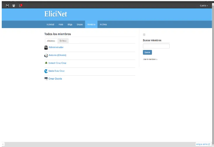 Figura 3.8. Visualización de los miembros de EliciNet. 