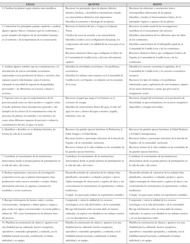 Figura 5: criterios de evaluación para 5º y 6º