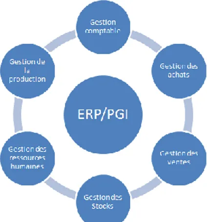 Figure 7. Principaux domaines  de gestion d’un ERP 