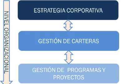 Figura 2.2. Relación estrategia-carteras-programas y proyectos. 