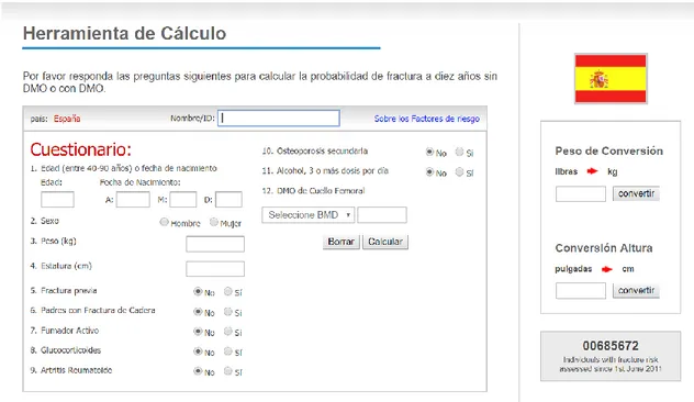Figura  17  Calculadora  del  índice  de  FRAX®  en  versión  española.  Disponible  en:  https://www.sheffield.ac.uk/FRAX/tool.aspx?country=4