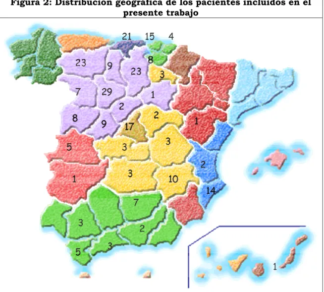 Figura 2: Distribución geográfica de los pacientes incluidos en el  presente trabajo 