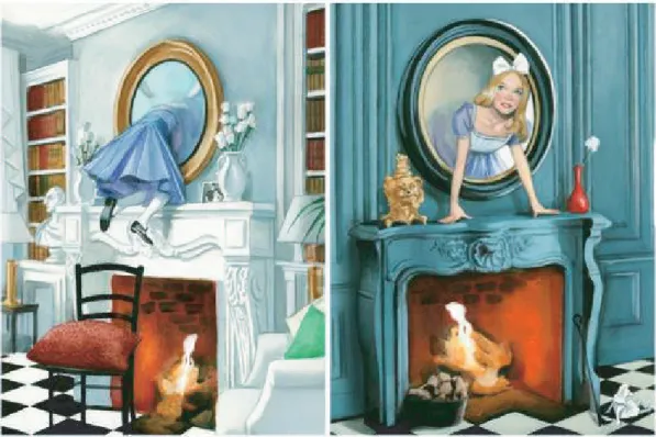 Ilustración de Alicia a través del espejo.