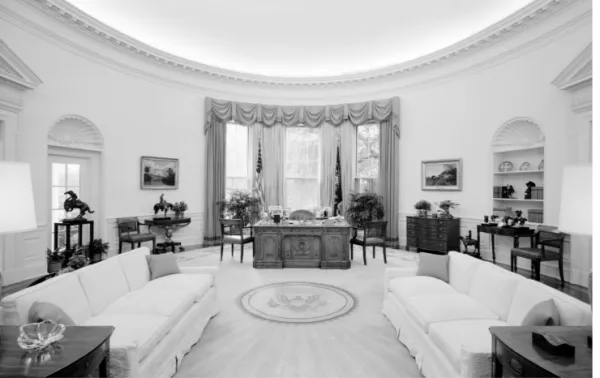 Fig.  12.  Jack  E.  Boucher,  “Oval  Office;  White  House,  1600  Pennsylvania  Avenue,  Northwest,  Washington,   Dis-trict  of  Columbia,  DC”  (ca