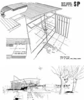 Fig.  7.  8.  y  9.  Ralph  Rapson,  propuesta  para  el  concurso ‘Design of a House for a Cheerful living’ de la revista Pencil Points, 1945