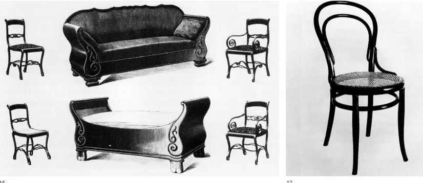 Fig. 16. Michael Thonet. Muebles de madera curvada fabri- fabri-cados en Boppard, Alemania (1836-1840).