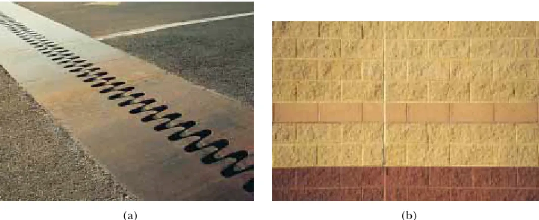 Figure 19.6 (a) Thermal-expansion joints are used to separate sections of roadways on bridges.