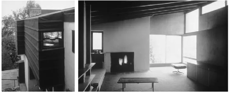 Fig. 16. Casa De Keyser, vista trasera del estar, mostrando el material de cubrición. 1935.
