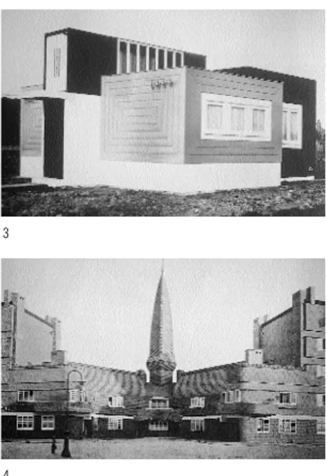 Fig. 3. Caseta de obras. Oud Mathenesse. 1923. J. J. P. Oud.  Fig. 4. Viviendas Eigen Haard