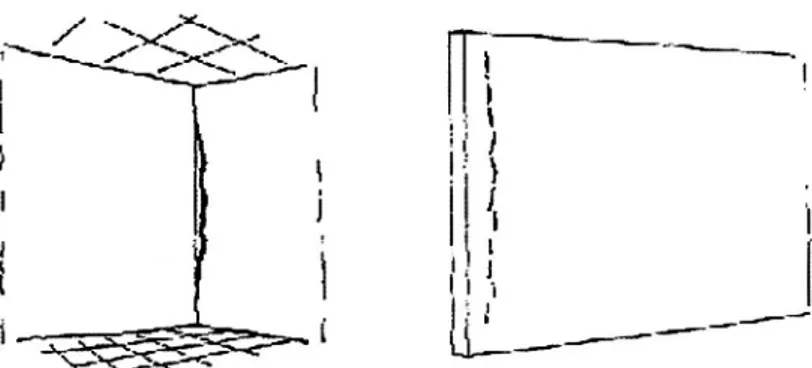 Fig.  4 .  Las fisuras  o grietas se producen  de  preferencia  en  la proximidad de  las  aristas,  en  caso  de Que  haya  paños trabados  en  ángulo  o en  el  extremo  del  paño,  si  éste es  largo y tiene alguno de eltos  libre 