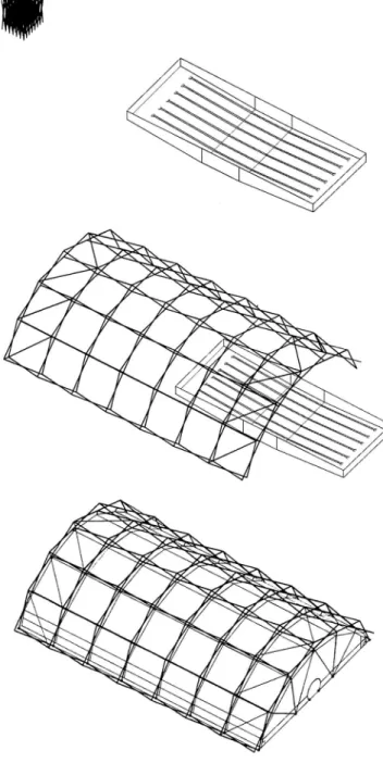 Figura  17.  Modelo  reducido de  malla  desplegable  para  cubierta  esférica 